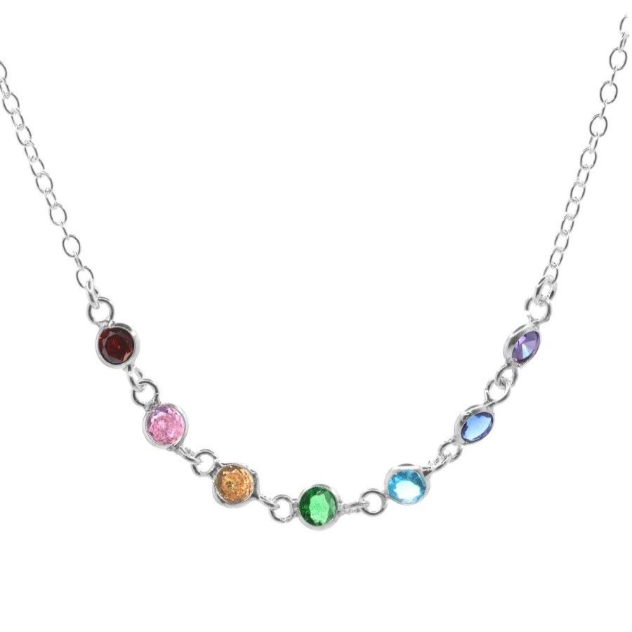 Joyas De Plata Marca DJOYAS Collares Con Circon | Collar De Plata 925 Serie Circones Arcoiris