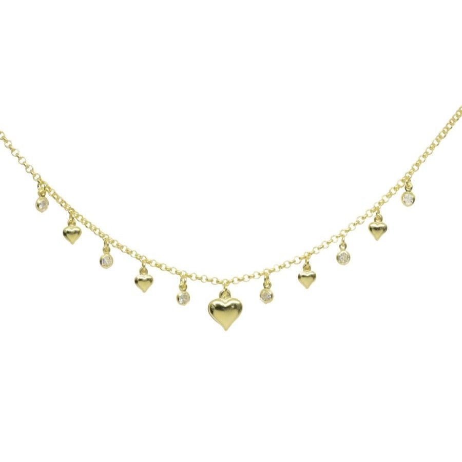 Joyas Enchapadas DistribuidoraDeJoyas.cl | Collar Enchapado En Oro Choker Corazon Con Circones