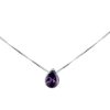 Joyas De Plata Marca DJOYAS Collares Con Circon | Collar De Plata 925 Punto De Luz Gota Morado 40 Cm