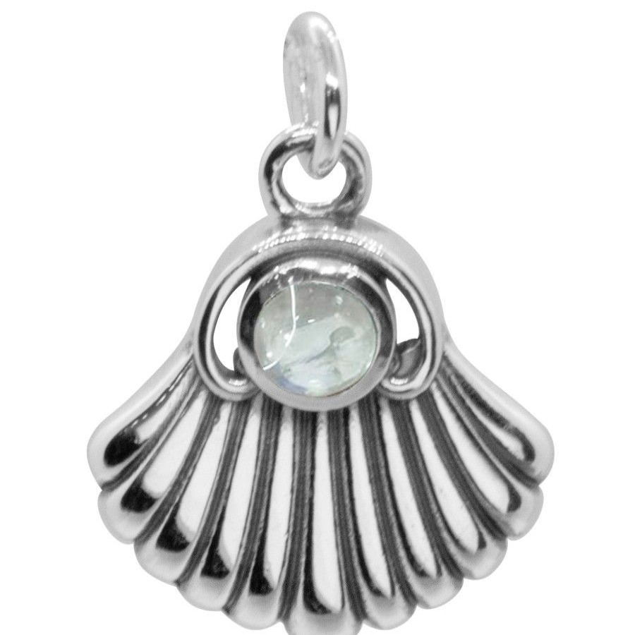 Joyas De Plata DistribuidoraDeJoyas.cl Colgante Piedra Natural | Colgante Conchita De Mar Con Piedra Luna