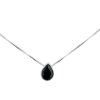 Joyas De Plata Marca DJOYAS Collares Con Circon | Collar De Plata 925 Punto De Luz Gota Negro 10 Mm 40 Cm