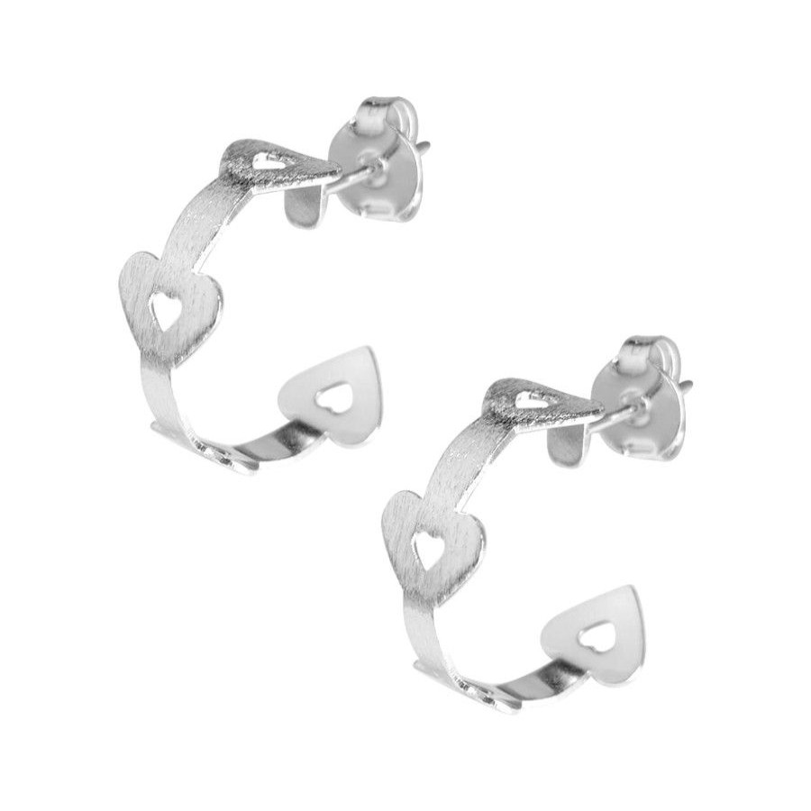 Joyas Enchapadas BLACK Enchapado En Plata | Aros Enchapados En Plata Argollas Corazones Satinados