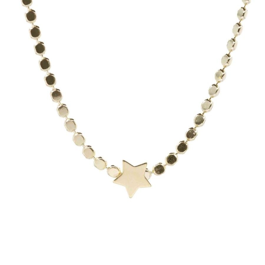 Joyas Enchapadas Marca DJOYAS | Collar Enchapado En Oro Placas Circulares Con Estrella