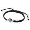 Joyas De Plata BLACK Pulsera Macrame Hilo | Pulsera De Plata 925 Macrame Negra Placa "Mama"