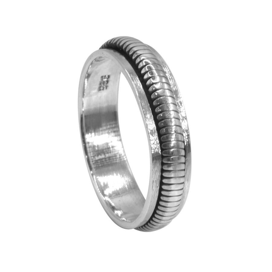 Joyas De Plata BLACK Anillos Hombres | Anillo De Plata 925 Anti Estres Con Diseno