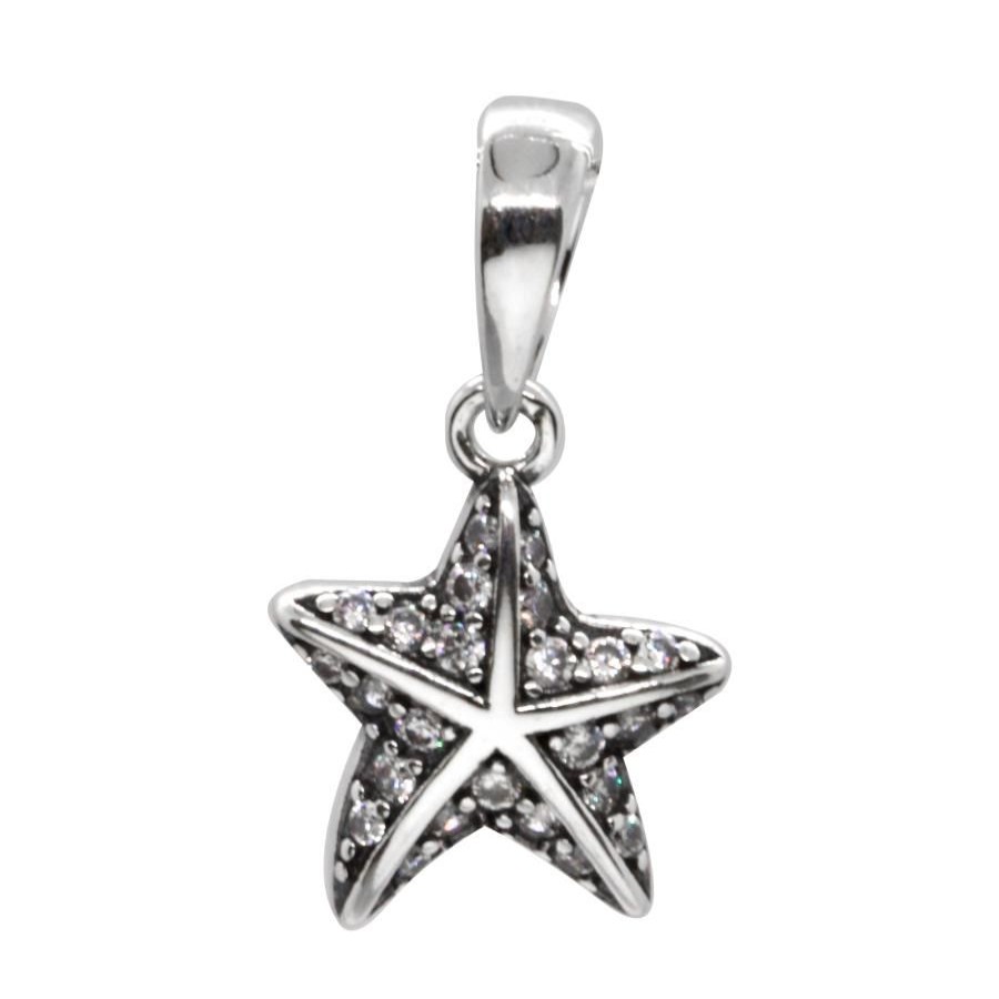 Joyas De Plata BLACK Colgante Circon | Colgante Estrella De Mar Circones