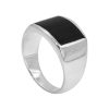 Joyas De Plata Marca DJOYAS Anillos Hombres | Anillo De Plata 925 Estilo Placa Con Onix