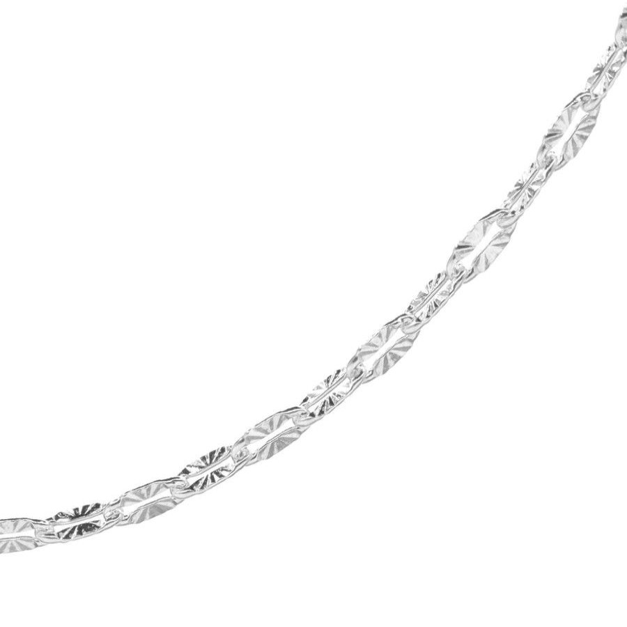 Joyas De Plata Marca DJOYAS | Cadena De Plata 925 Estilo Ovalado Con Diseno 45 Cm