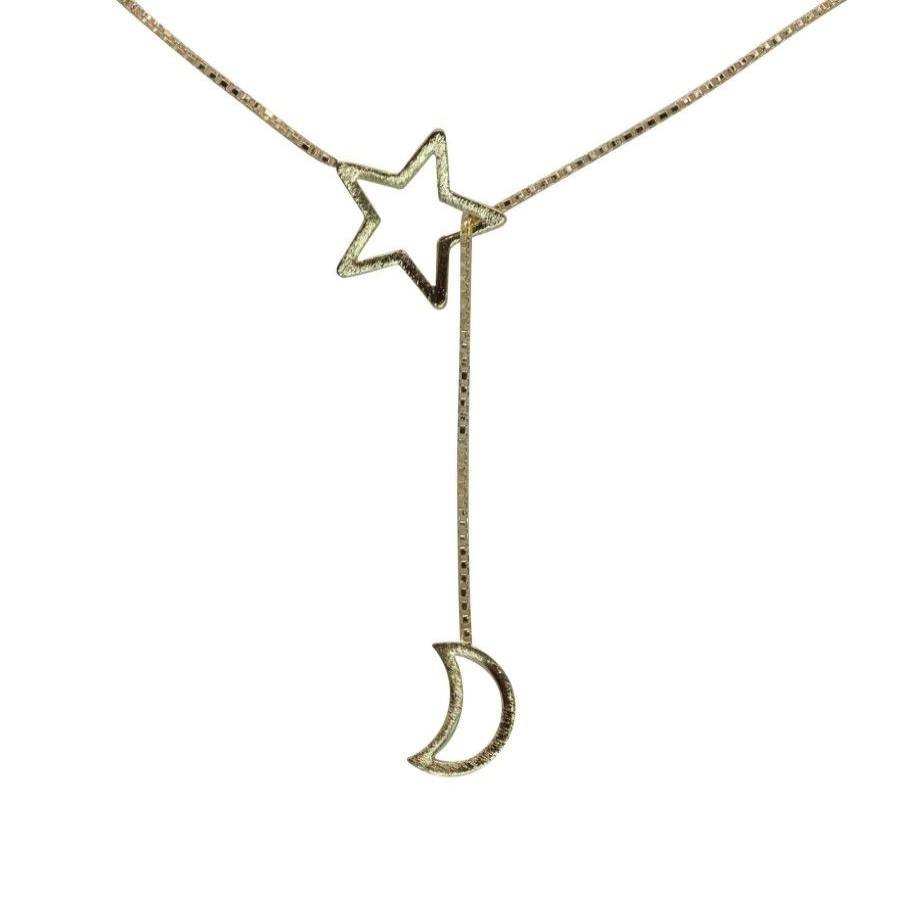 Joyas Enchapadas Marca DJOYAS | Collar Enchapado En Oro Estrella Con Luna