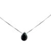 Joyas De Plata Marca DJOYAS Collares Con Circon | Collar De Plata 925 Punto De Luz Gota Negro 10 Mm 50 Cm