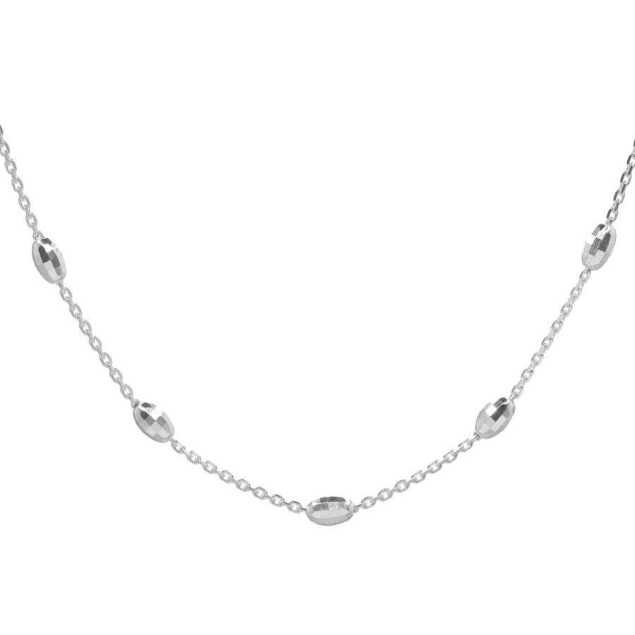 Joyas De Plata Marca DJOYAS | Cadena De Plata 925 Pequeno Eslabon Con Ovalos Mosaico 45 Cm