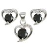 Joyas De Plata Marca DJOYAS | Conjunto De Plata 925 Corazones Circon Negro