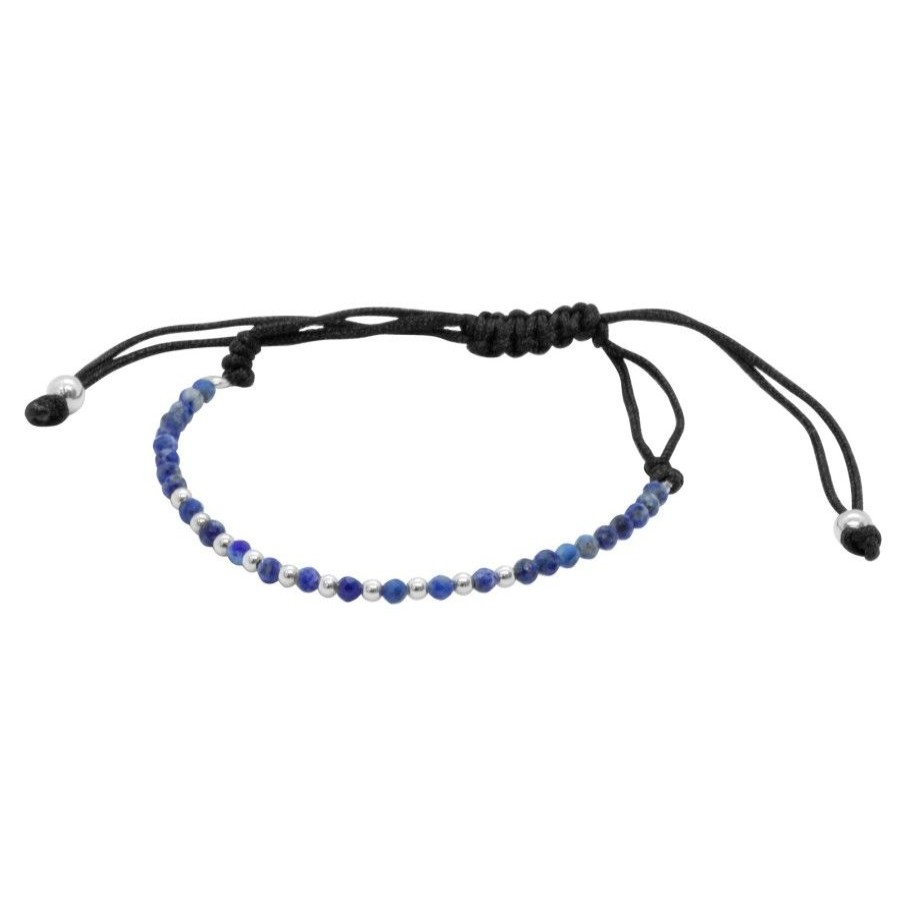 Joyas De Plata DistribuidoraDeJoyas.cl Pulsera Macrame Hilo | Pulsera Esferas De Plata Y Lapislazuli