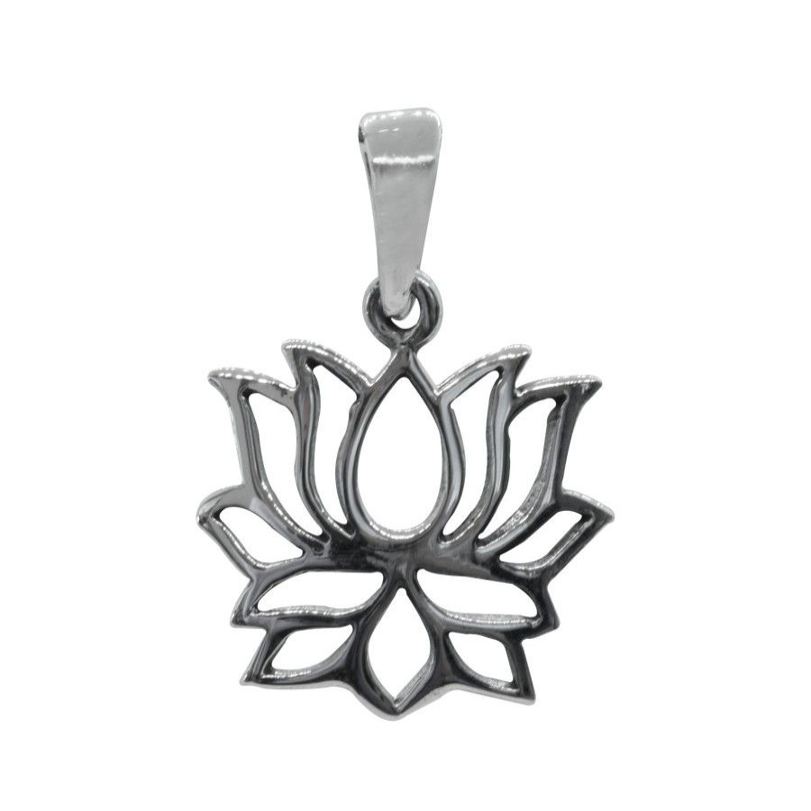 Joyas De Plata Marca DJOYAS Colgante Plata Lisa | Colgante De Flor De Loto De Plata 925