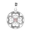 Joyas De Plata BLACK Colgante Piedra Natural | Colgante De Plata 925 De Flor Con Piedra De Cuarzo Rosa