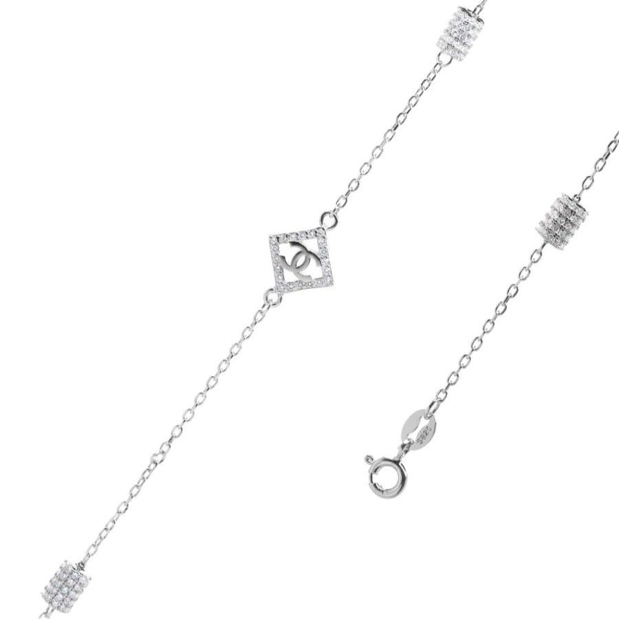 Joyas De Plata Marca DJOYAS Pulsera Con Circon | Pulsera De Plata 925 Tipo Channel Con Circones