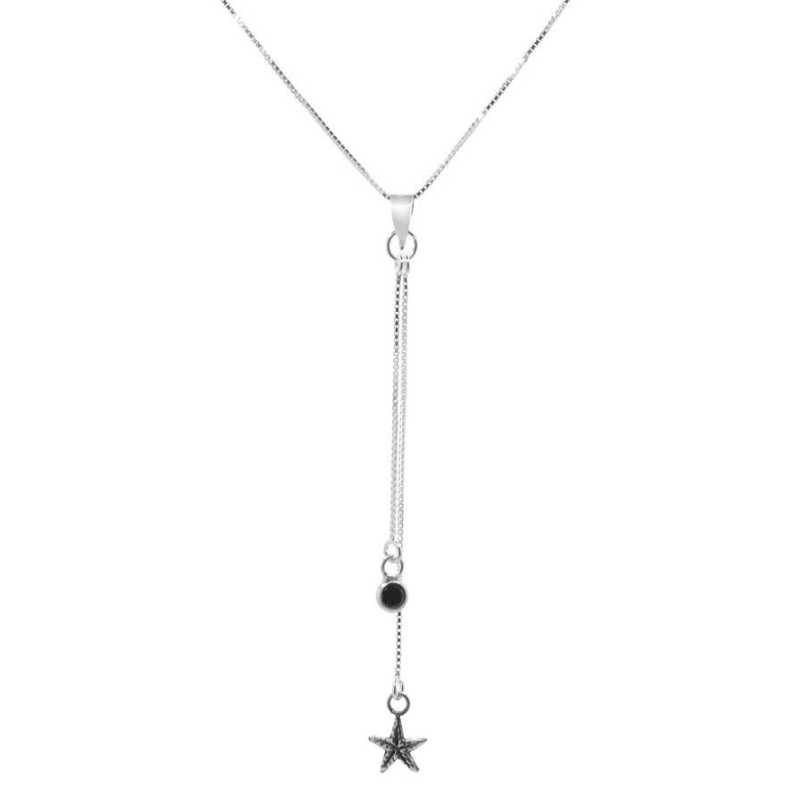 Joyas De Plata BLACK Collares Con Circon | Collar Estrella De Mar Con Circon Onix