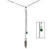 Joyas De Plata Marca DJOYAS Collares Con Circon | Collar Pluma Colgante Circon Verde