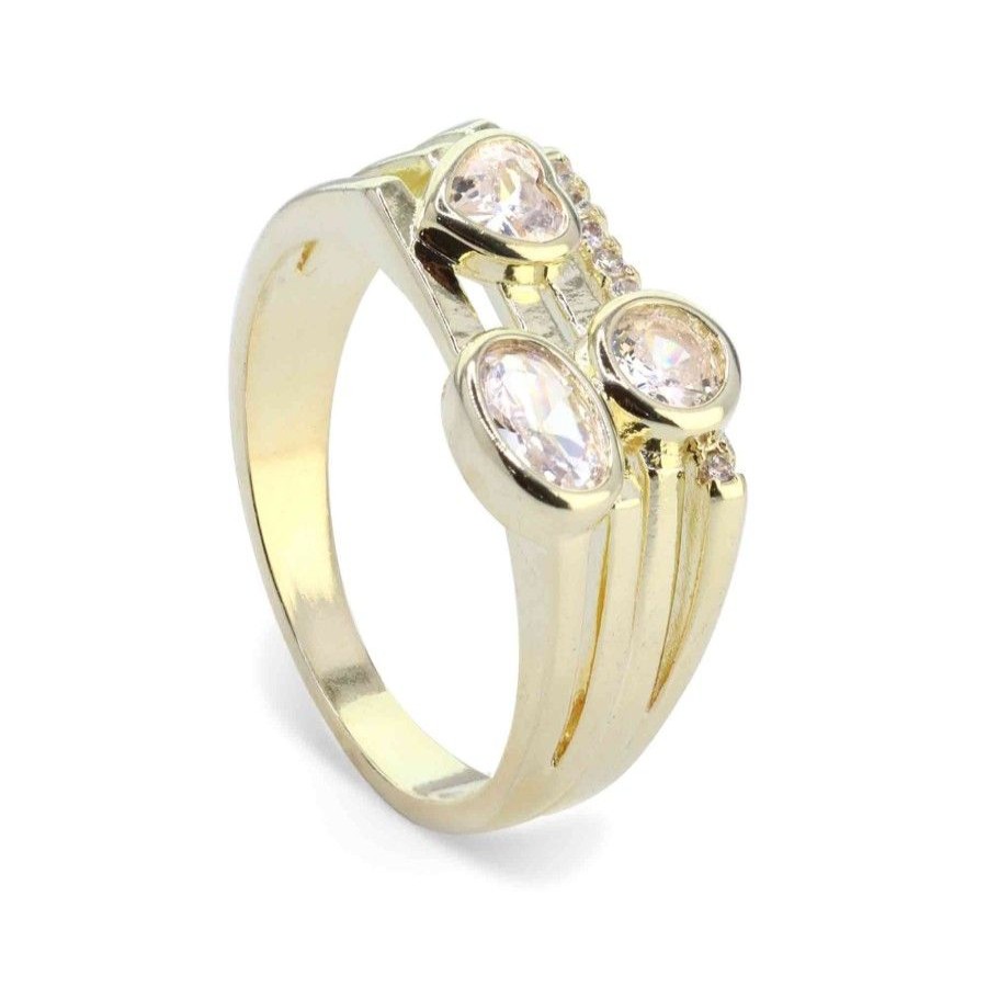 Joyas Enchapadas Marca DJOYAS Enchapado En Oro | Anillo Enchapado En Oro Triple Circon