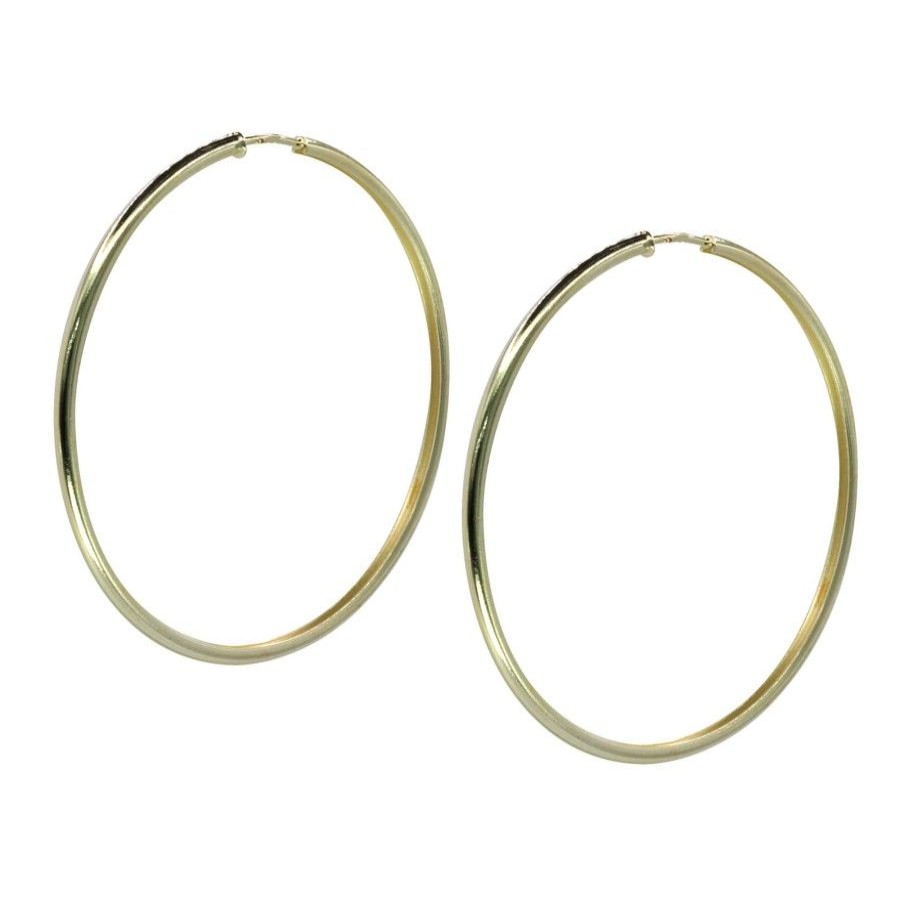 Joyas Enchapadas Marca DJOYAS Enchapado En Oro | Aros Enchapados En Oro Argollas Lisas 50 Mm