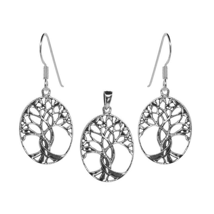 Joyas De Plata BLACK | Conjunto De Plata 925 Medallon De Arbol