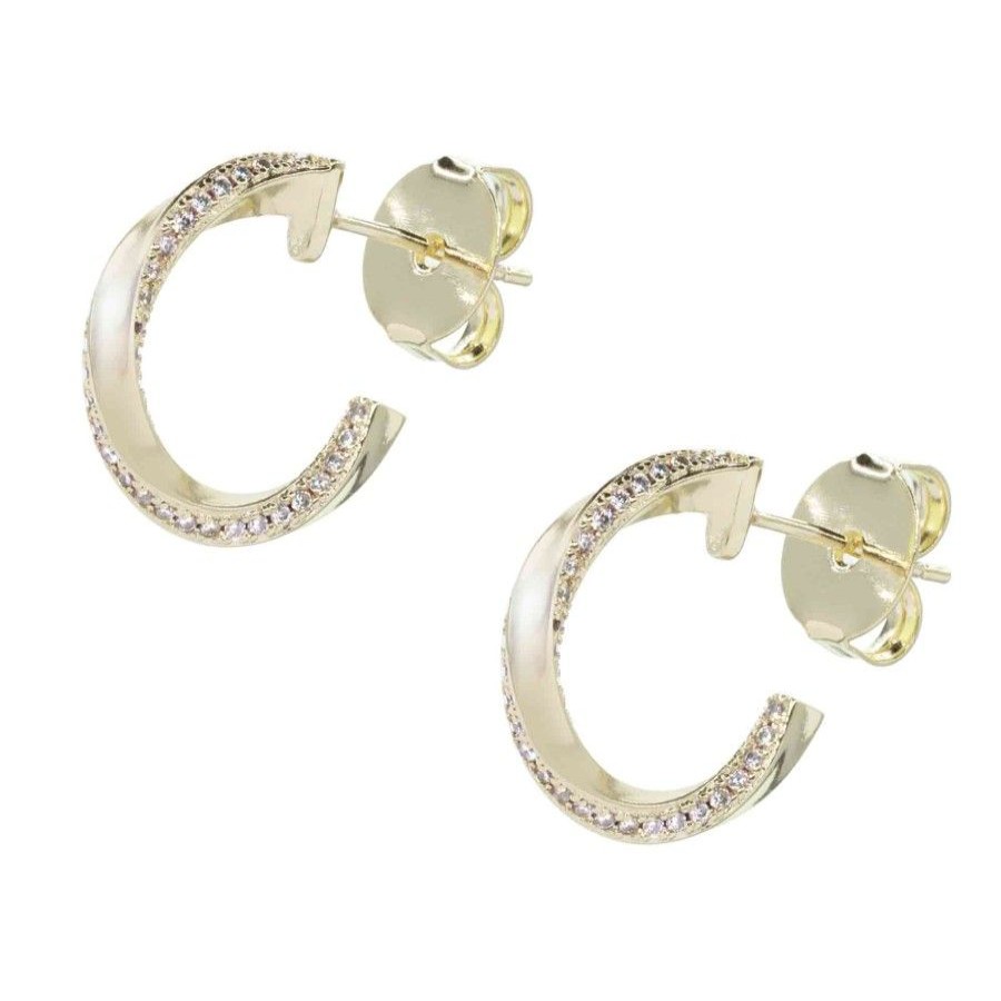 Joyas Enchapadas Marca DJOYAS Enchapado En Oro | Aros Enchapados En Oro Semi Argollas Con Circones