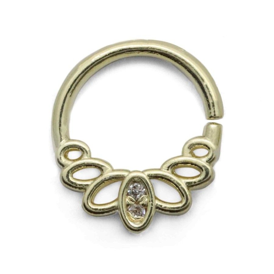 Joyas Enchapadas Marca DJOYAS Enchapado En Oro | Aros Enchapados En Oro Piercing Septum Ovalos Con Circones