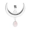 Joyas De Plata BLACK Colgante Piedra Natural | Colgante De Plata 925 Luna Invertida Con Piedra De Cuarzo Rosa