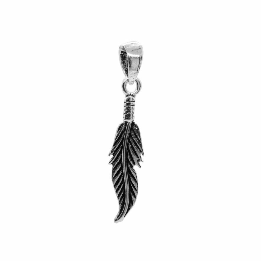 Joyas De Plata BLACK Colgante Plata Lisa | Colgante De Plata 925 Pluma