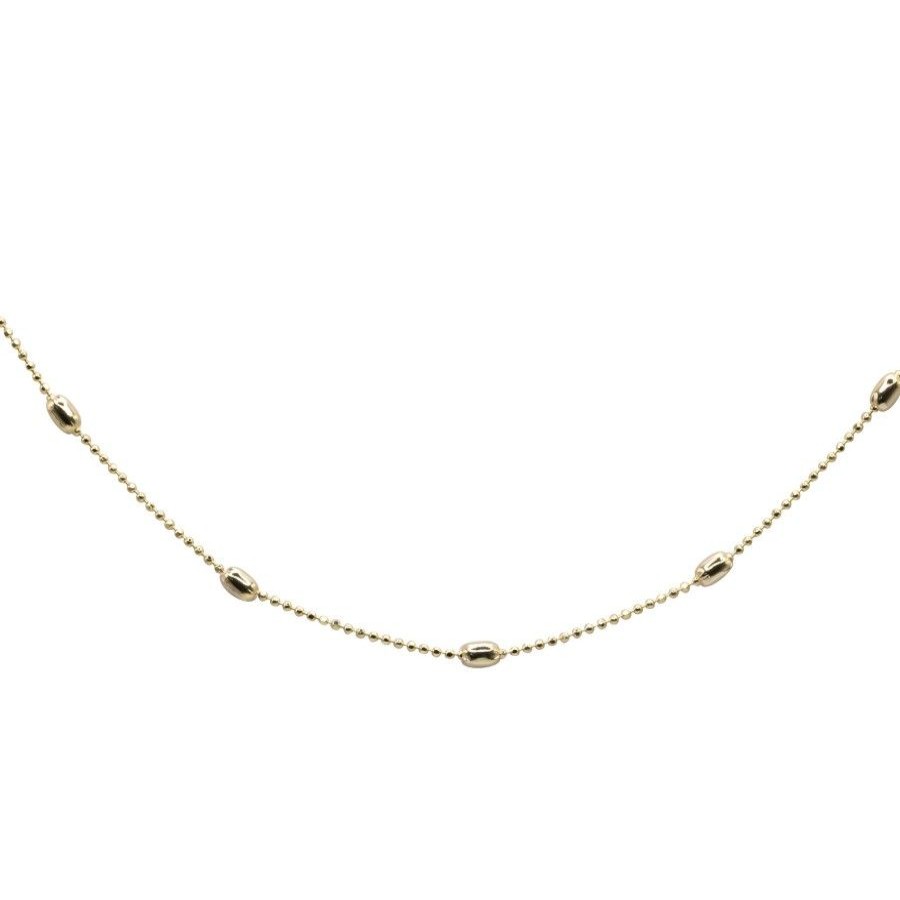 Joyas Enchapadas Marca DJOYAS | Cadena Enchapada En Oro Esferas Ovaladas 46 Cm