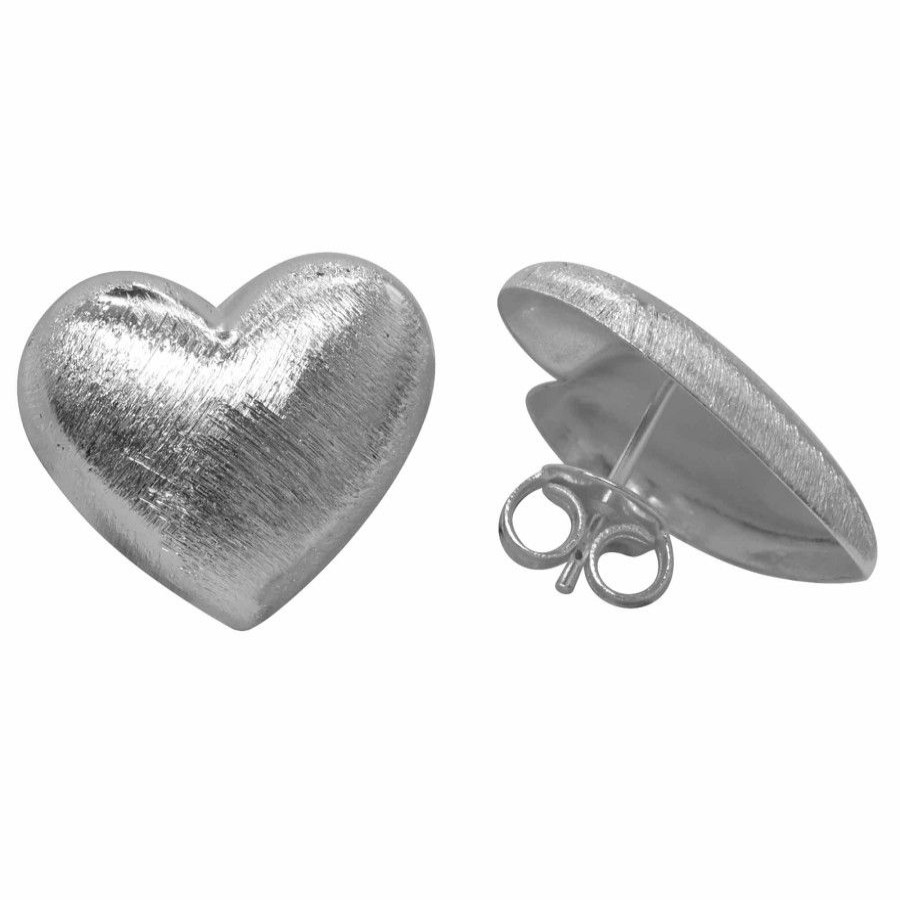 Joyas Enchapadas Navidad Enchapado En Plata | Aros De Corazones Satinados Enchapados En Plata