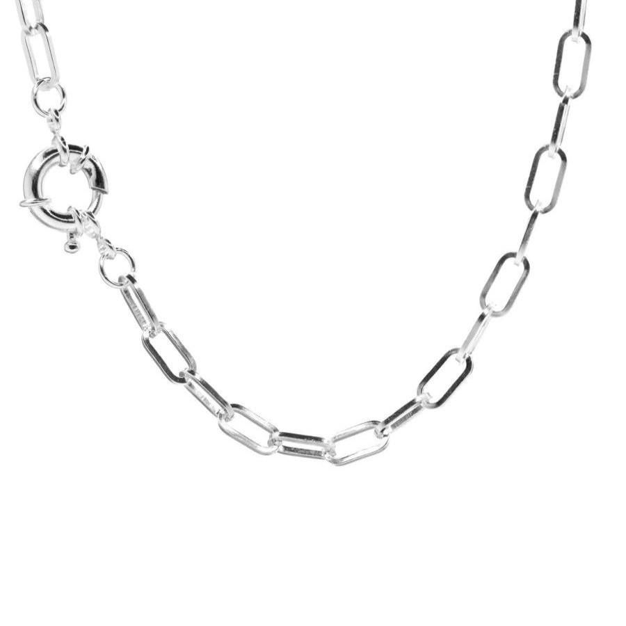 Joyas Enchapadas Marca DJOYAS | Collar Enchapado En Plata Eslabon Grande Con Broche Timon