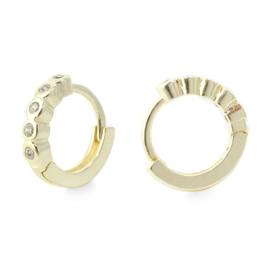 Joyas Enchapadas Marca DJOYAS Enchapado En Oro | Aros Enchapadas En Oro Mini Argollas Con Circones