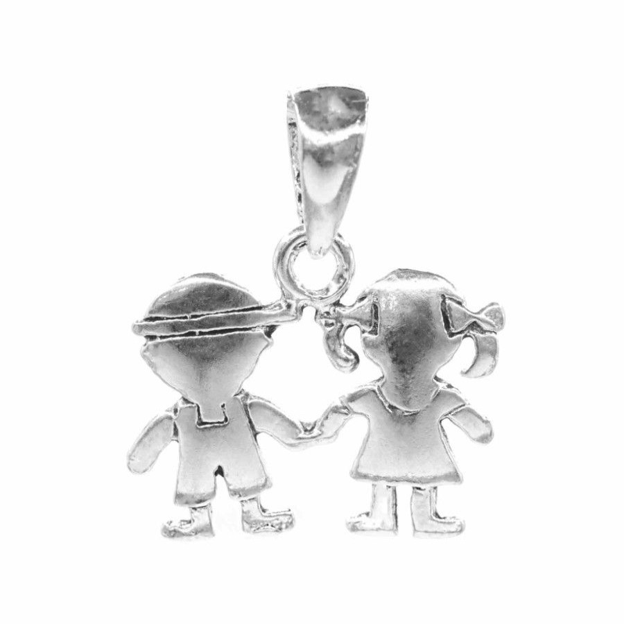 Joyas De Plata Marca DJOYAS Colgantes Nino Nina | Conjunto De Plata 925 Nino Y Nina