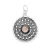 Joyas De Plata Piedras Naturales Colgante Piedra Natural | Colgante De Plata 925 Diseno Medallon Con Cuarzo Rosa