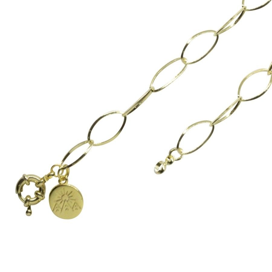 Joyas Enchapadas DistribuidoraDeJoyas.cl | Pulsera Enchapada En Oro Con Placa De Cierre Timon