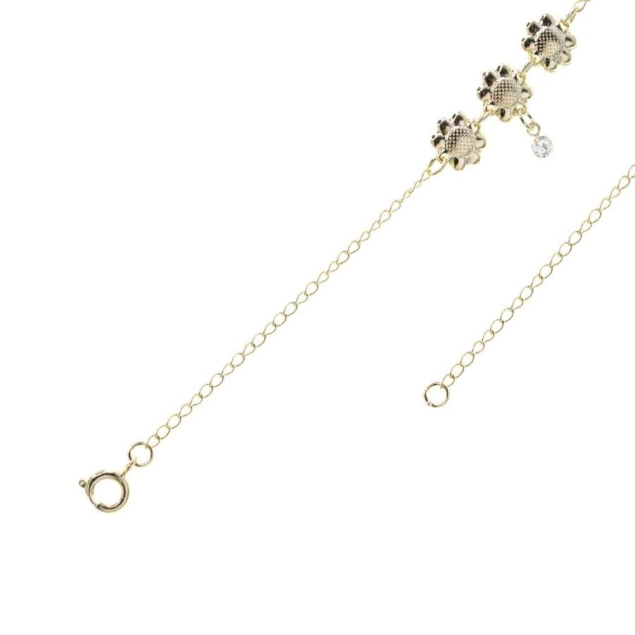 Joyas Enchapadas Joyas Infantiles | Pulsera Enchapada En Oro Tres Girasoles Y Circon Unico