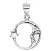 Joyas De Plata DistribuidoraDeJoyas.cl Colgante Plata Lisa | Colgante Luna Creciente Con Estrella