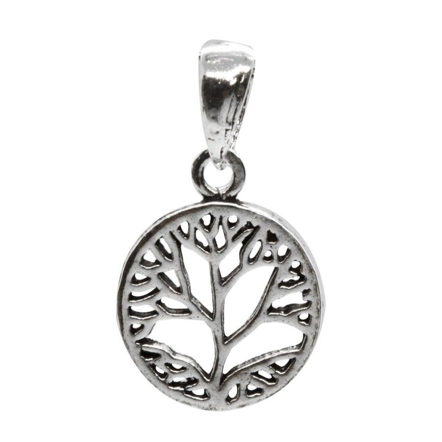 Joyas De Plata BLACK Colgante Plata Lisa | Colgante De Plata 925 Arbol