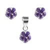 Joyas De Plata Marca DJOYAS | Conjunto De Plata 925 Flores De Circon Amatista