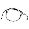 Joyas De Plata Marca DJOYAS Pulsera Macrame Hilo | Pulsera De Plata 925 Esferas De Plata Y Agata Azul