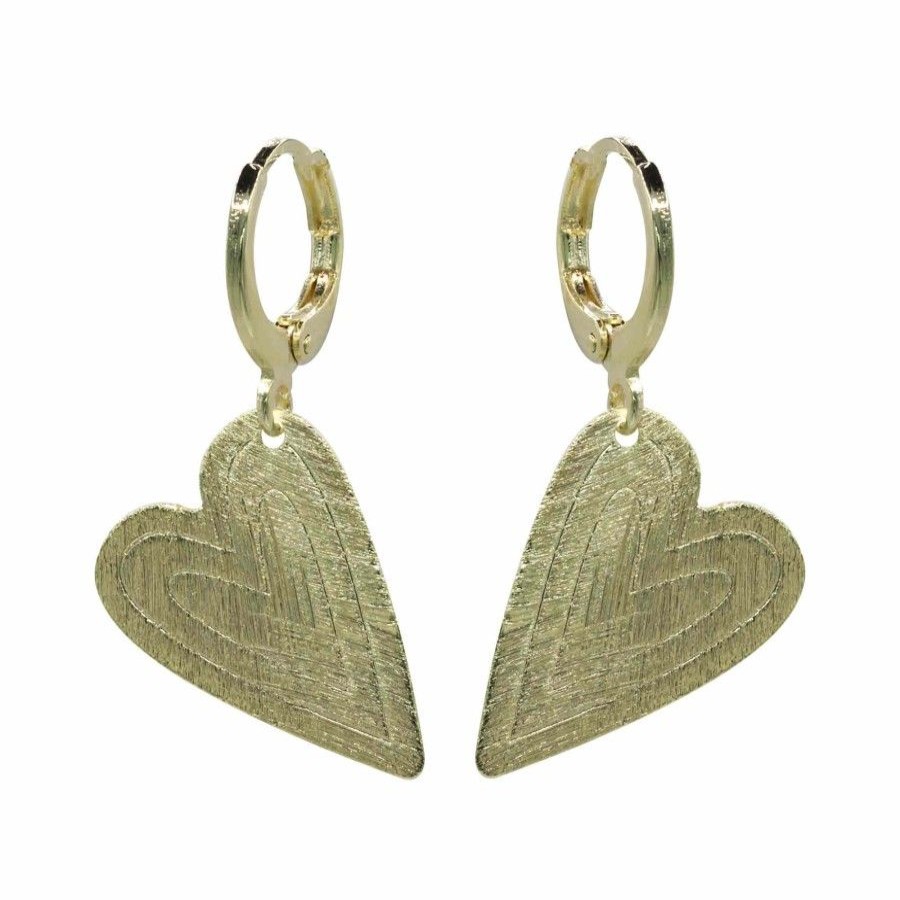 Joyas Enchapadas Marca DJOYAS Enchapado En Oro | Aros Enchapados En Oro Placas Corazon Satinado