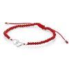 Joyas De Plata Marca DJOYAS Pulsera Con Piedra | Pulsera De Plata 925 Cristales Rojos Con Doble Corazon