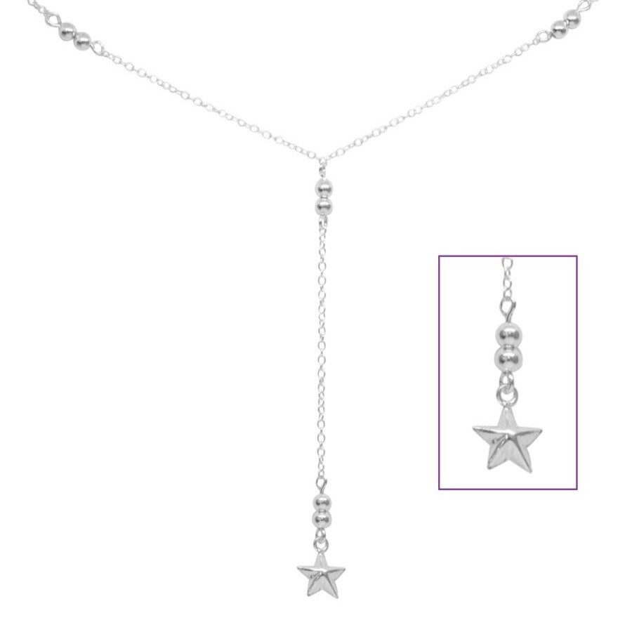 Joyas De Plata DistribuidoraDeJoyas.cl Collares De Plata | Collar De Esferas Con Estrella