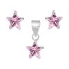 Joyas De Plata Marca DJOYAS | Conjunto De Plata 925 Estrellas De Circon Rosa 6 Mm