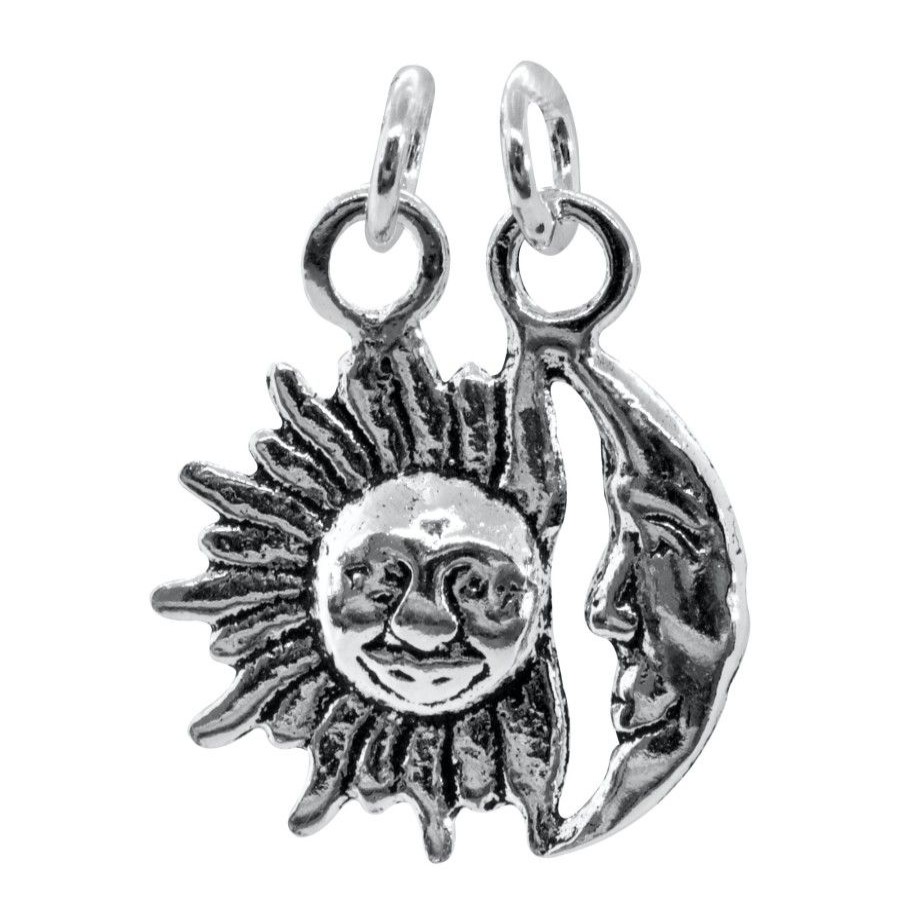 Joyas De Plata BLACK Colgante Plata Lisa | Colgante De Plata 925 De Sol Y Luna