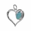 Joyas De Plata Marca DJOYAS Colgante Piedra Natural | Colgante De Plata 925 Figura Corazon Con Piedra Calcedonia